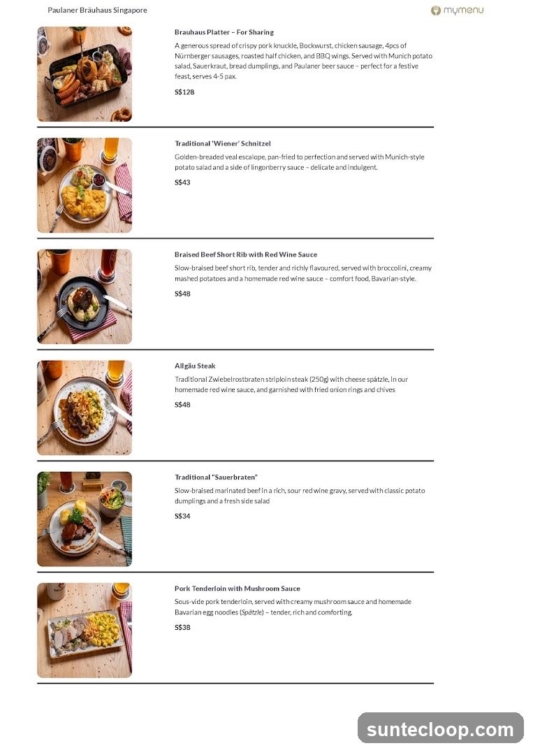 Paulaner Bräuhaus Singapore Menu