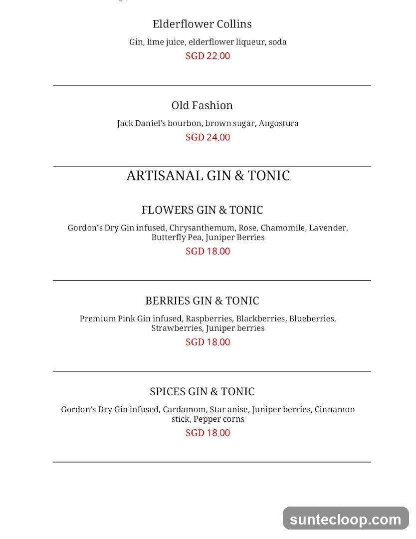 Cocktail Menu