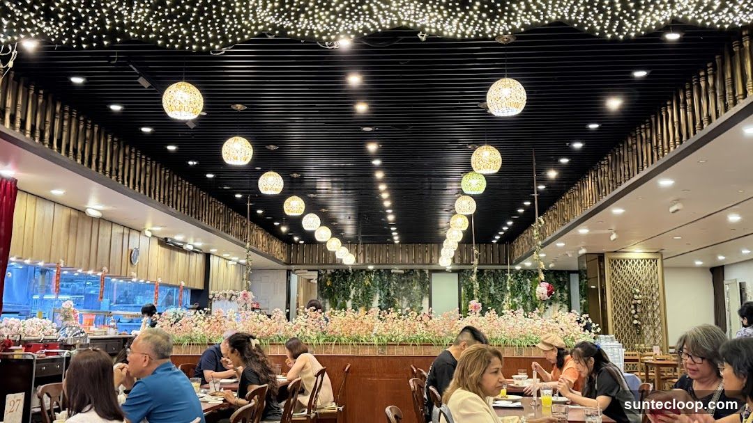 Restaurant Interior with Floral Decorations