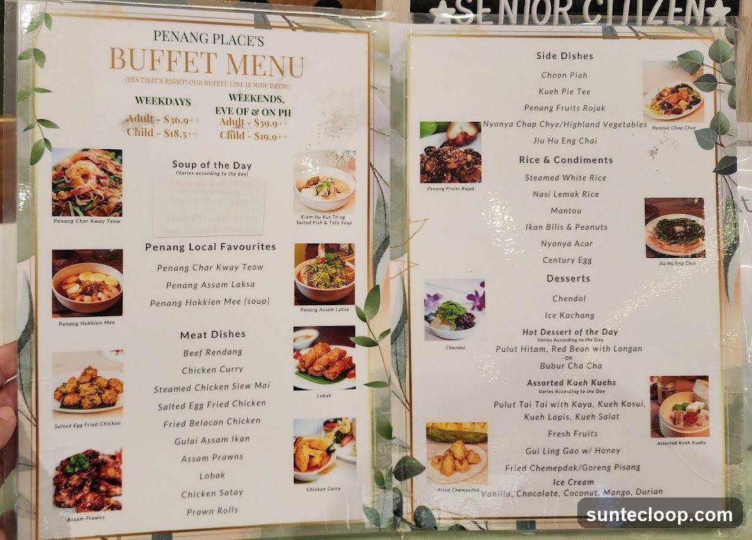 Penang Place's Buffet Menu