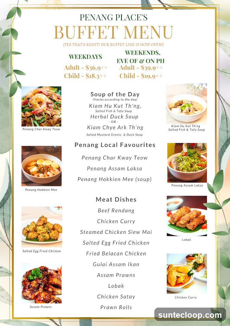 PENANG PLACE'S BUFFET MENU