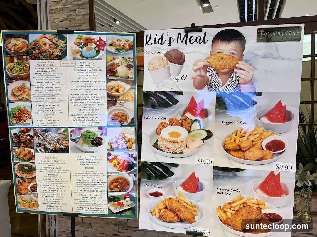 Penang Place Menu and Kid's Meal Advertisement