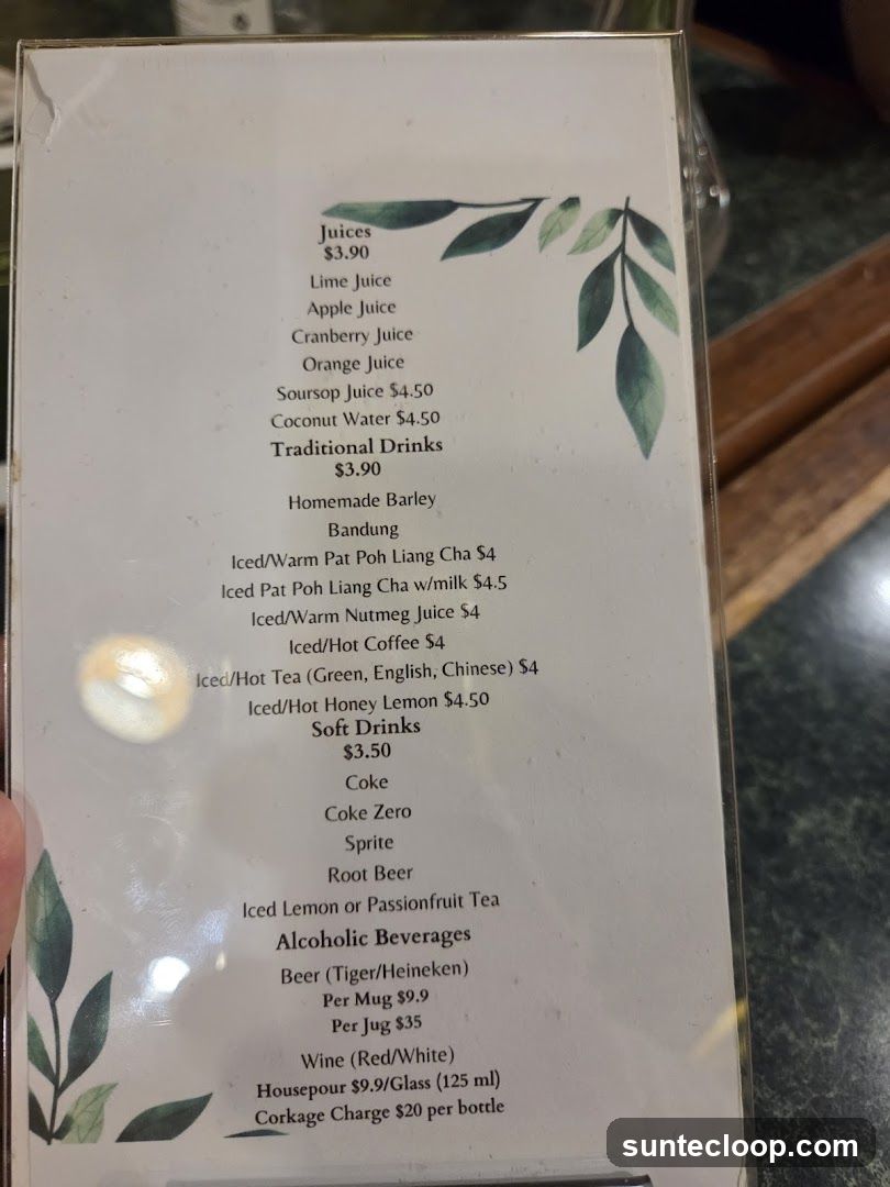 Drinks Menu