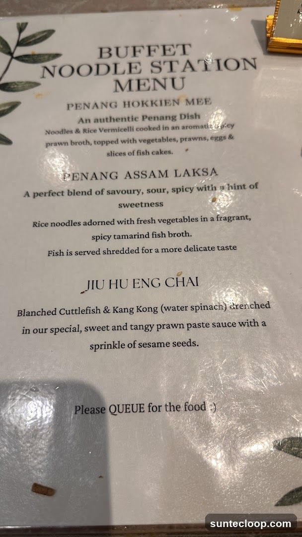 Buffet Noodle Station Menu