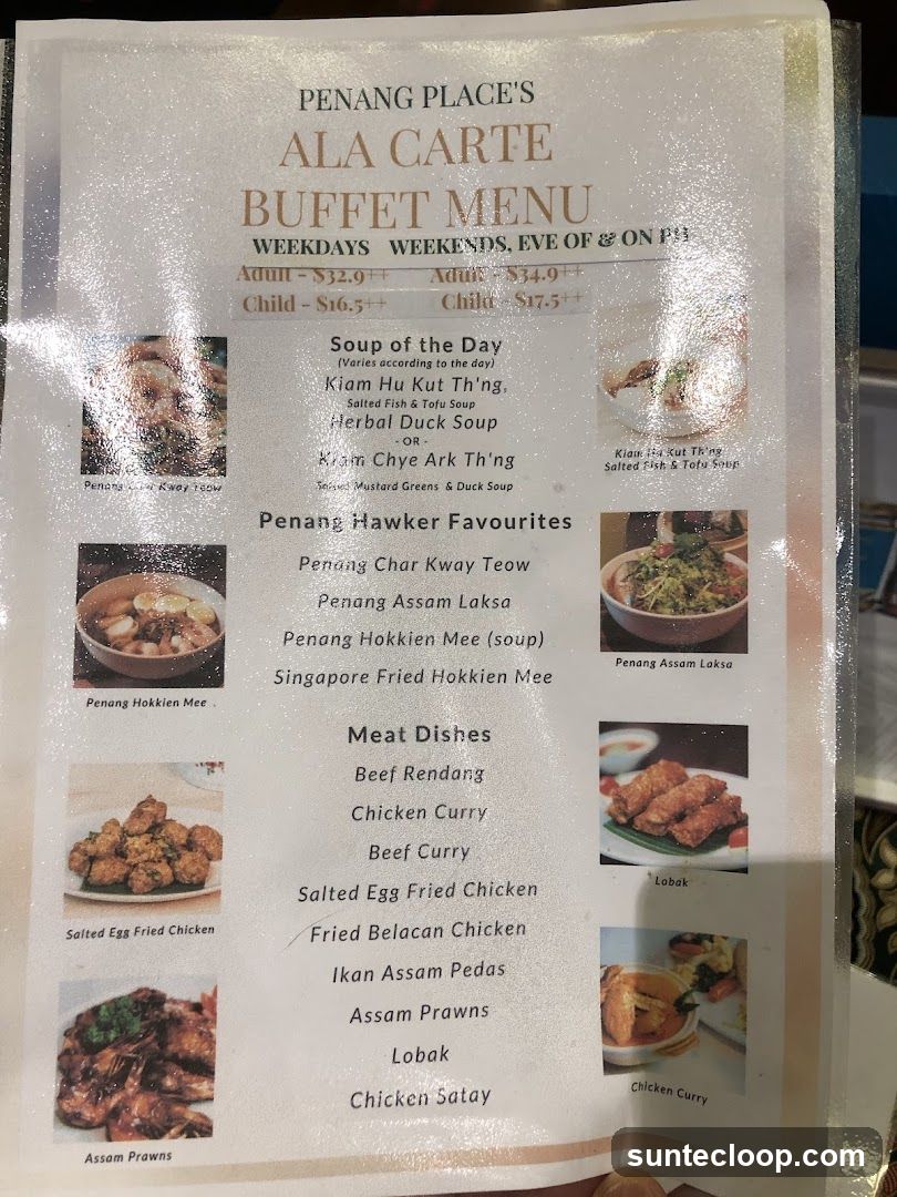 PENANG PLACE'S ALA CARTE BUFFET MENU