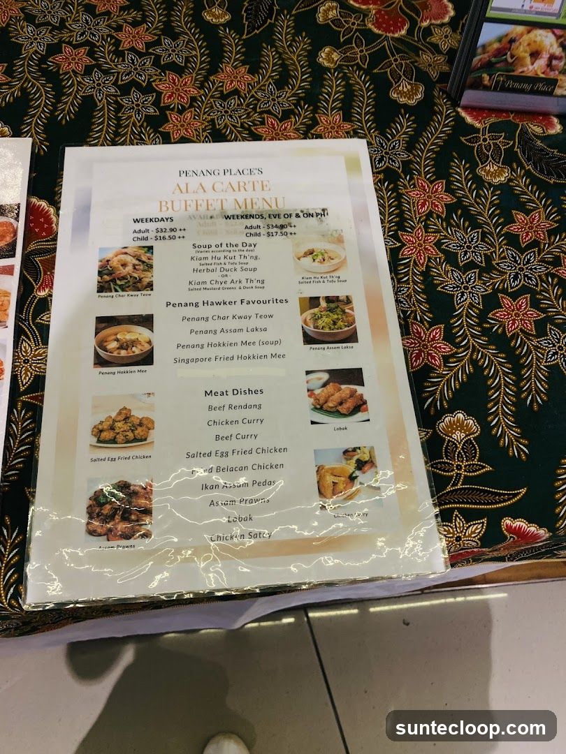 Penang Place Ala Carte Buffet Menu