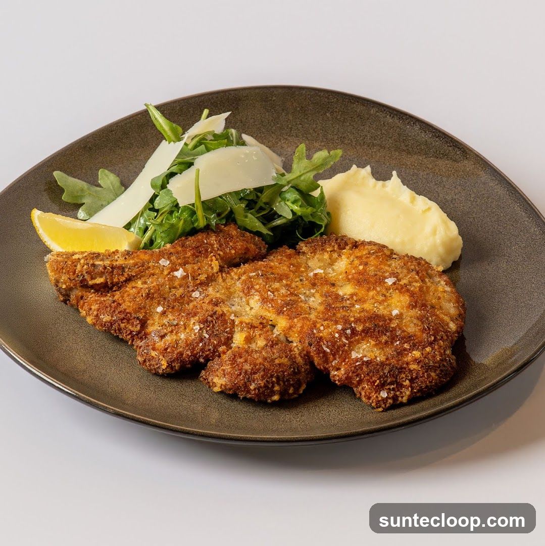 Breaded Cutlet with Mashed Potatoes and Salad