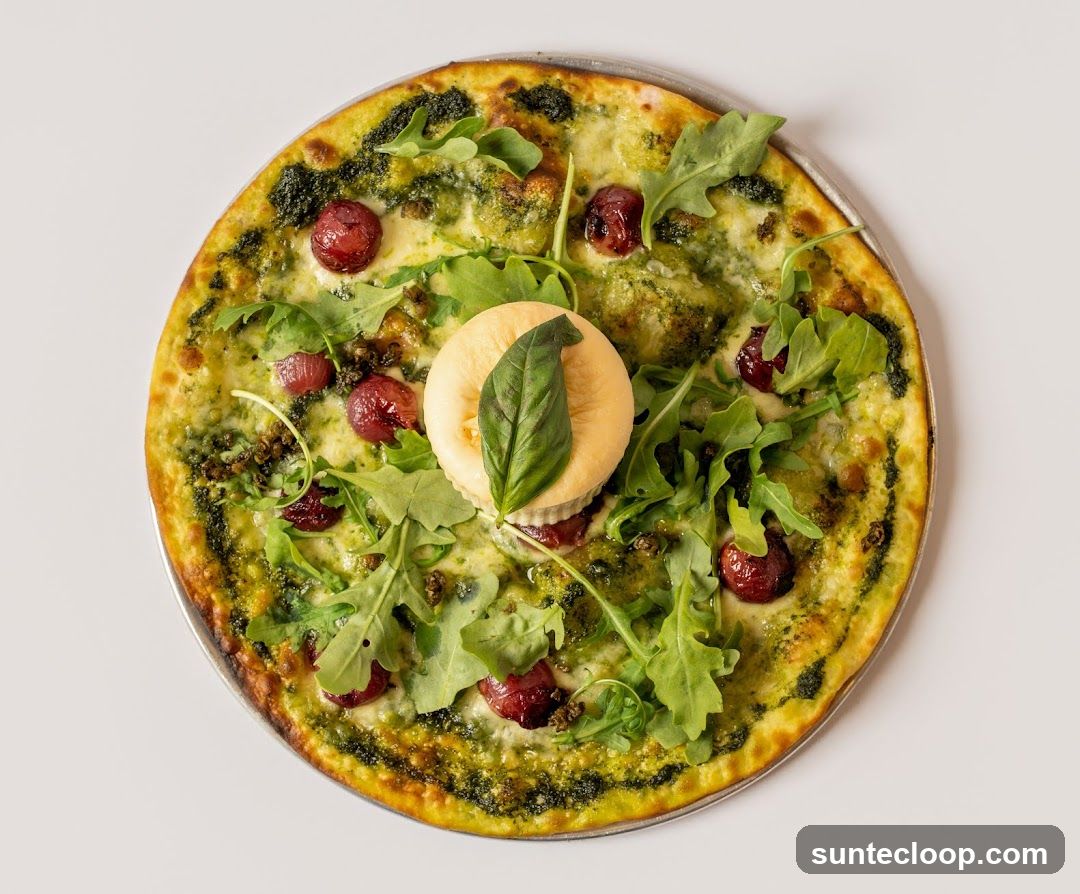 Pesto Pizza with Cherry Tomatoes and Burrata