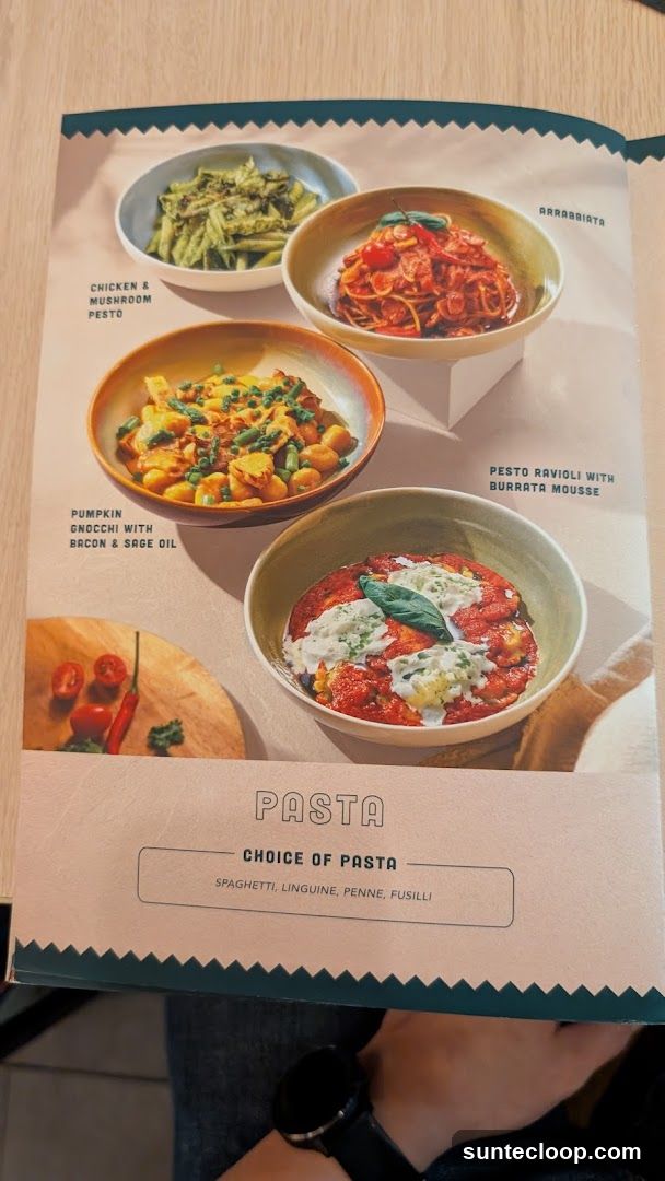 Pasta Menu