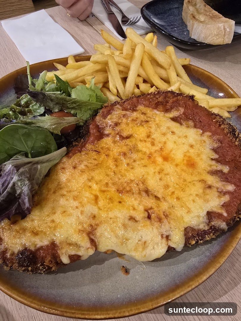 Chicken Parmesan with Fries and Salad