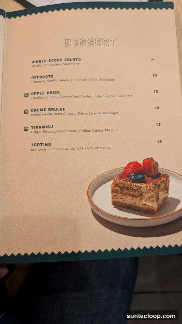 Dessert Menu