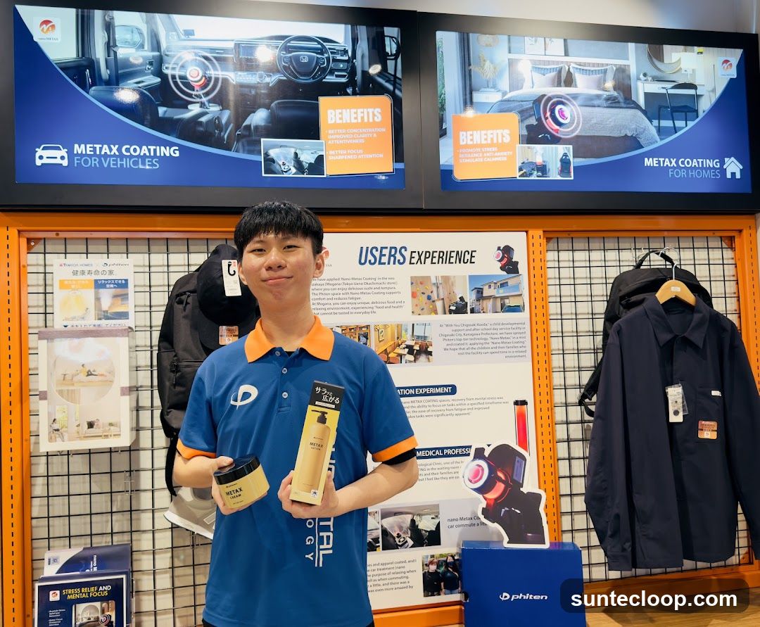 Man holding Metax products