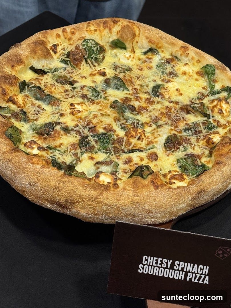 Cheesy Spinach Sourdough Pizza