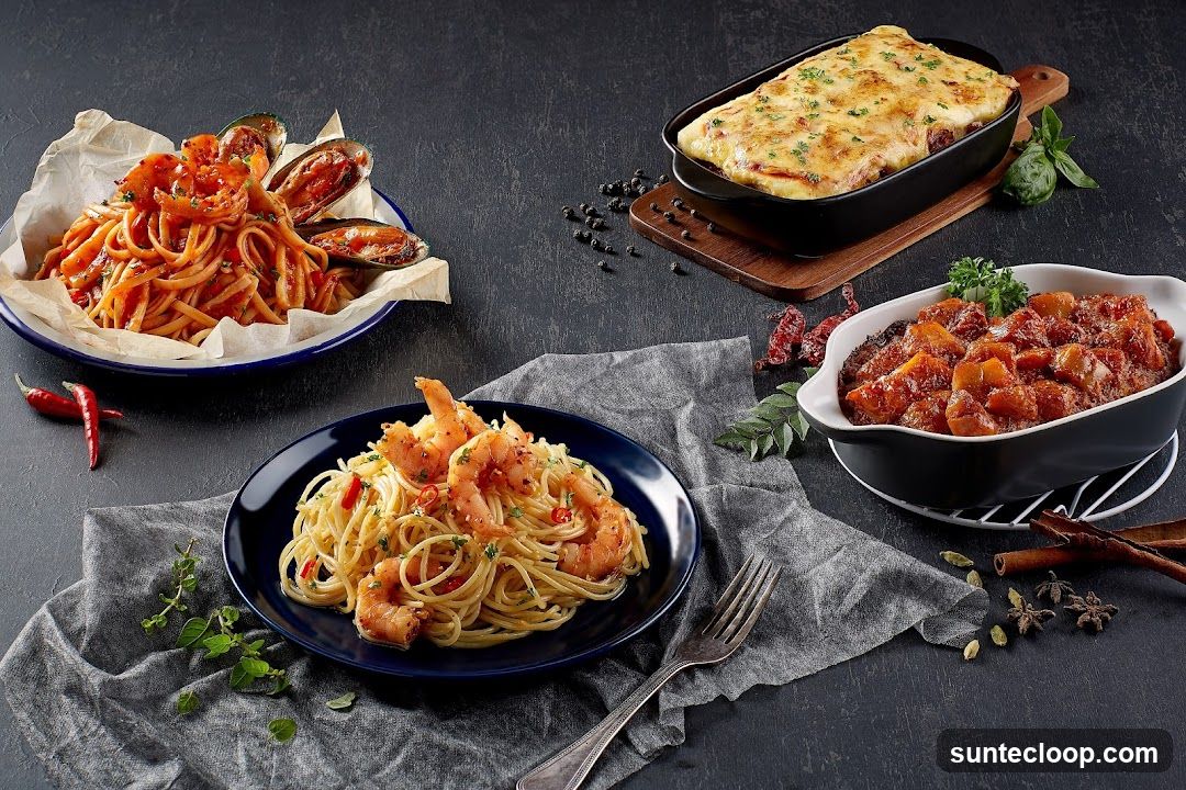 Assortment of Pasta and Stewed Dishes