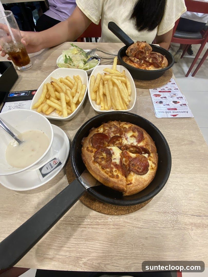 Table with Pizza and Fries