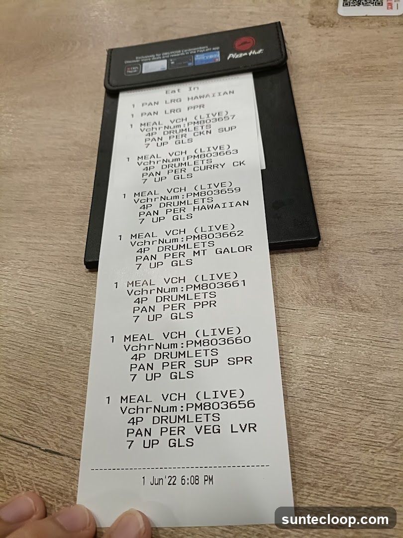 Pizza Hut Receipt
