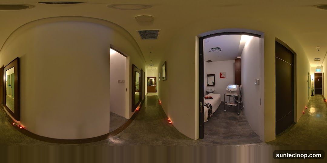 Spa hallway with treatment room