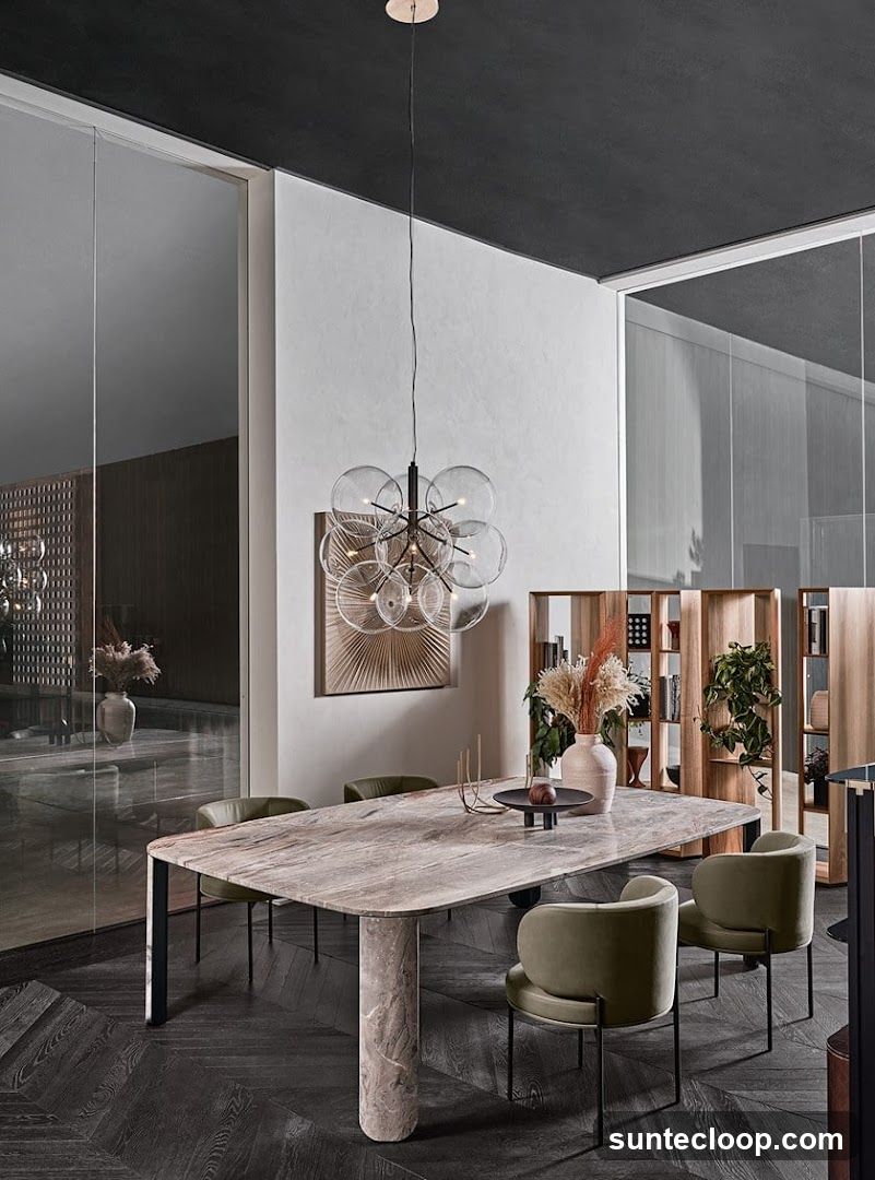 Modern Dining Room with Marble Table