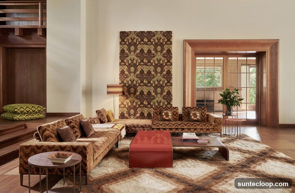 Luxurious Living Room with Patterned Furniture