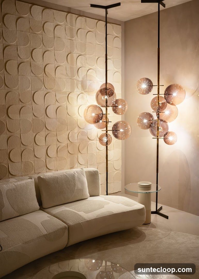 Modern Living Room with Sculptural Lighting
