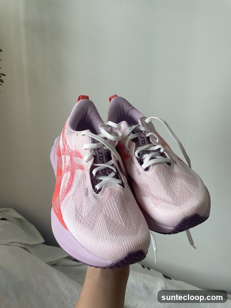 Pink and purple running shoes