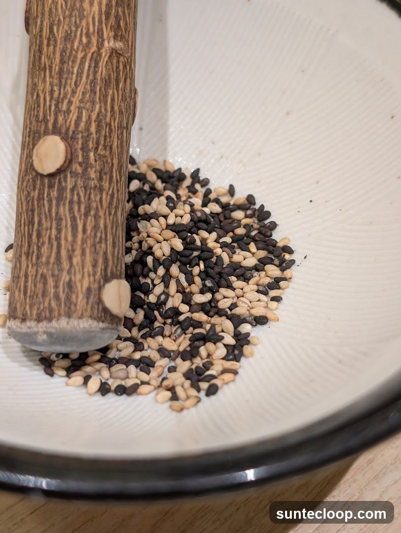 Sesame Seeds in Mortar