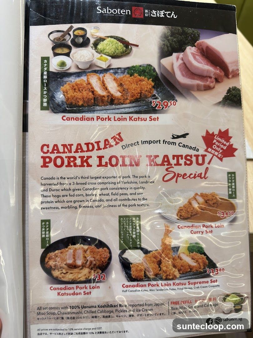 Saboten Japanese Cutlery Menu