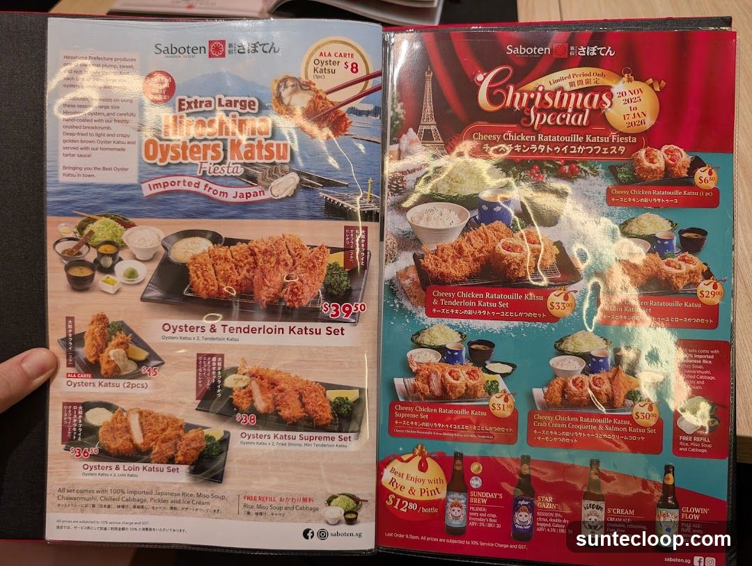 Saboten Menu