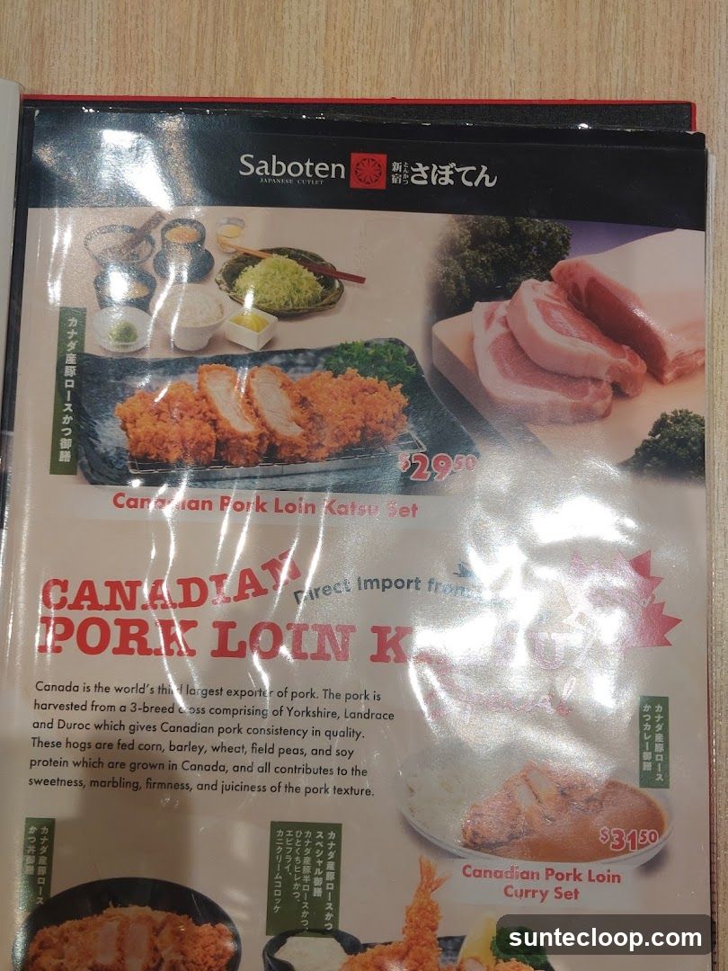Saboten Japanese Cutlet Menu