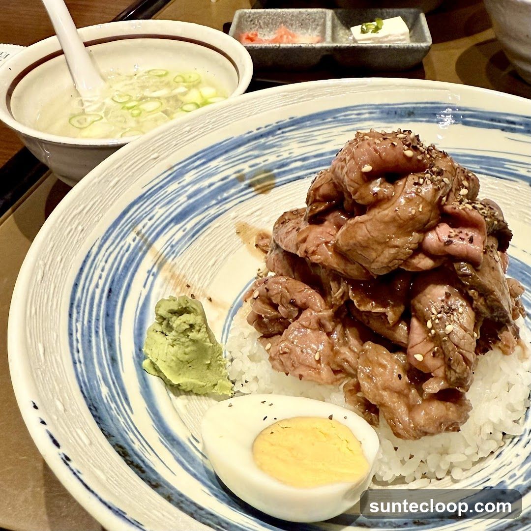 Beef Donburi with Side of Soup