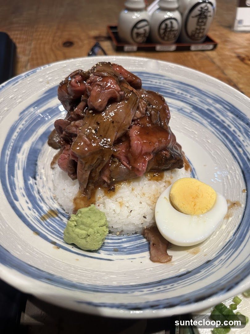 Beef Donburi with Egg and Wasabi