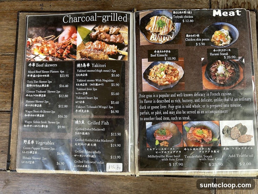 Charcoal-grilled & Meat Menu