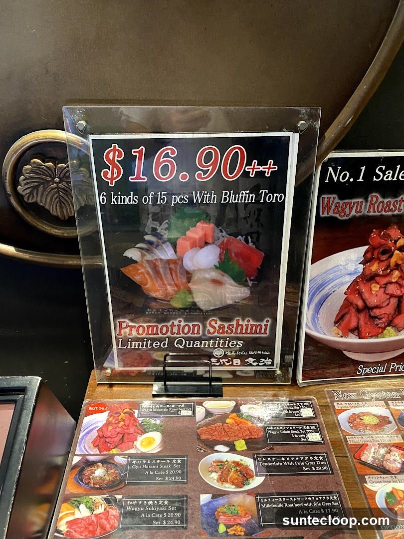 Promotional Sashimi and Wagyu Dishes
