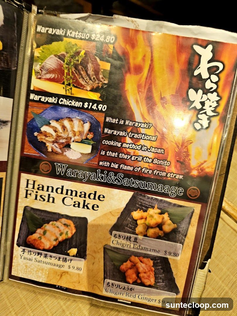 Warayaki & Satsumaage Menu