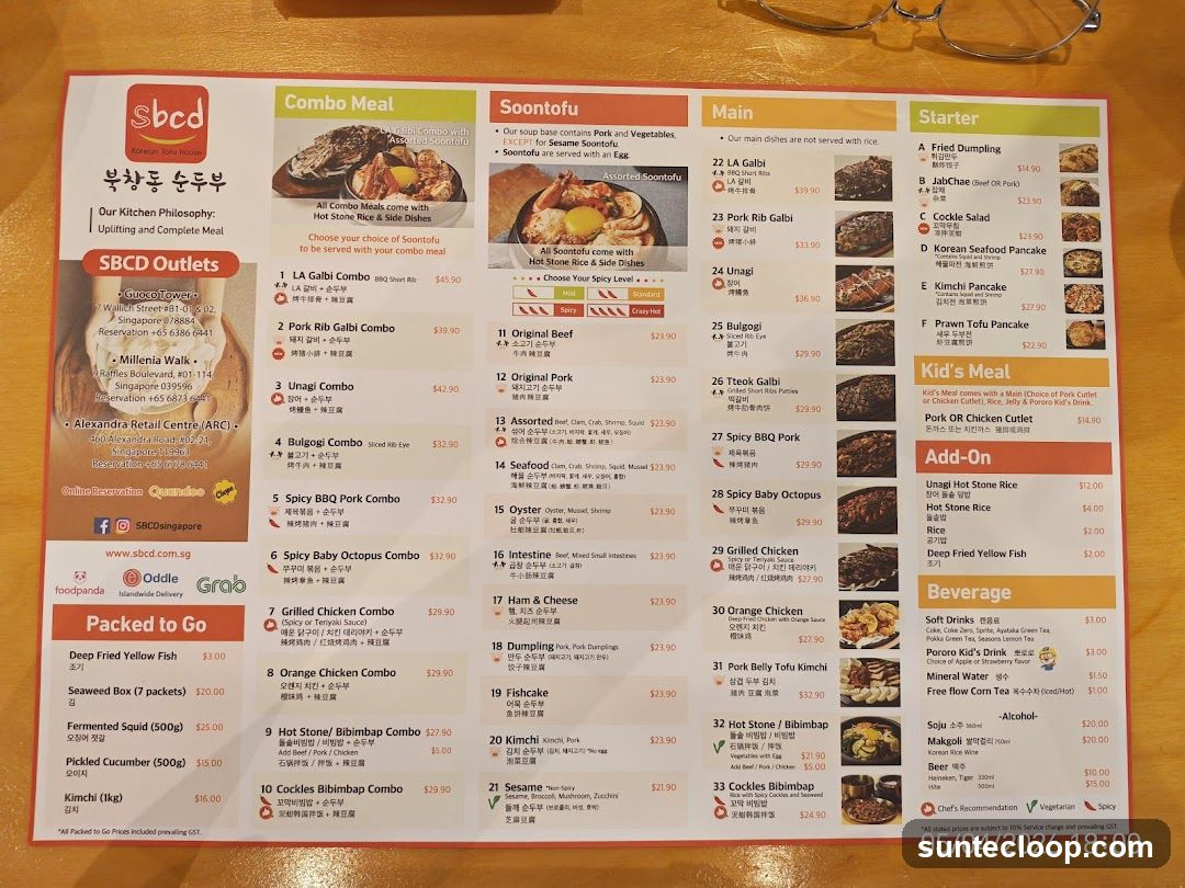 SBCD Korean Tofu House Menu