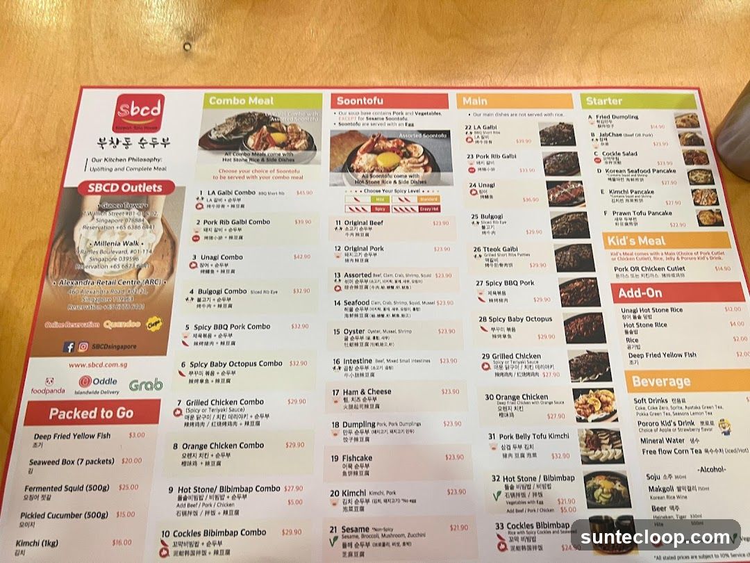 SBCD Korean Tofu House Menu
