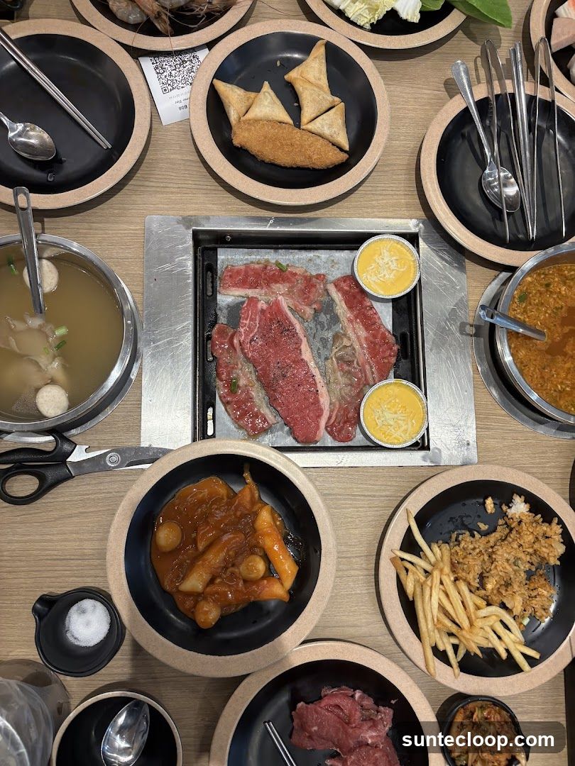 Table with Korean BBQ ingredients