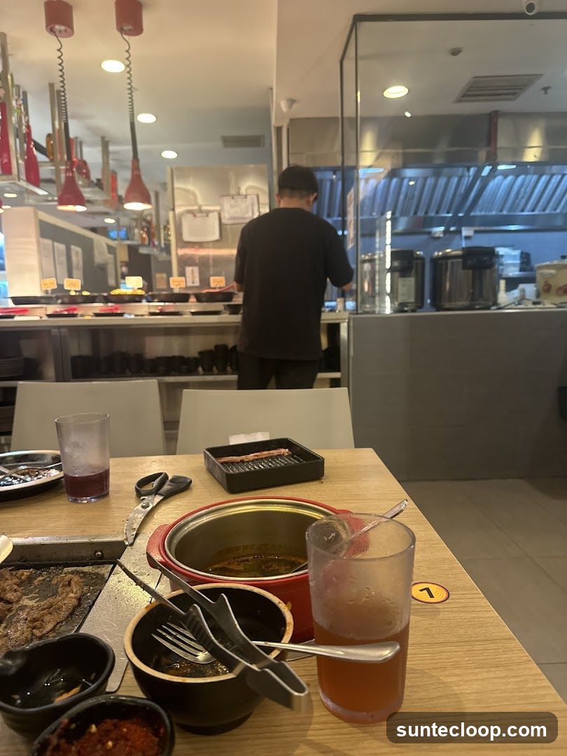 Diners at a Korean BBQ Restaurant