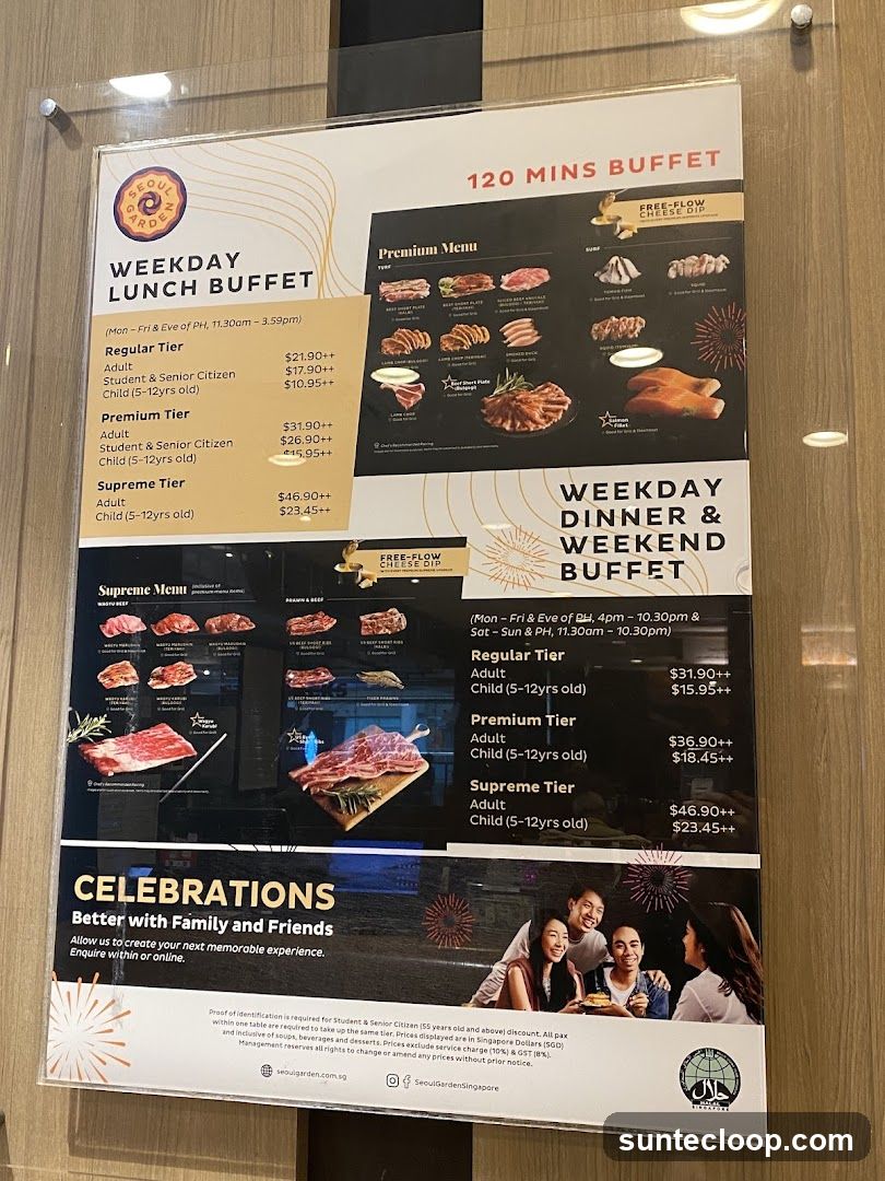 Seoul Garden Buffet Menu