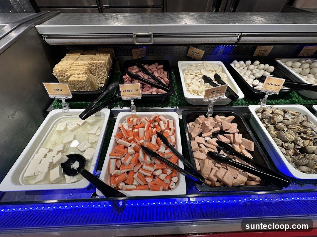 Buffet Display with Various Food Items