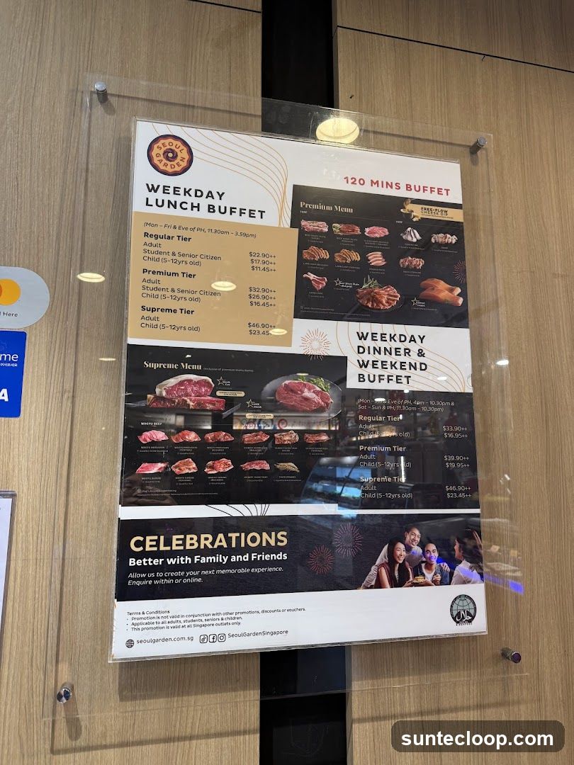 Seoul Garden Buffet Menu