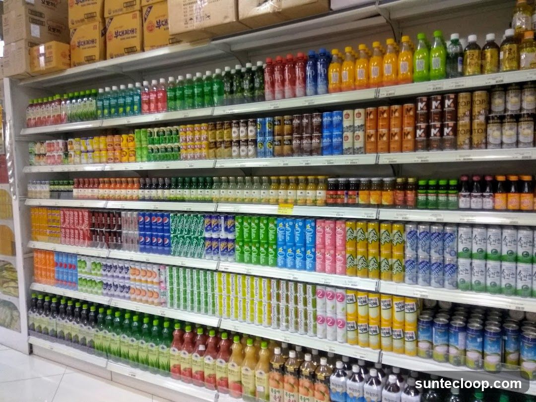 Beverage aisle in a supermarket