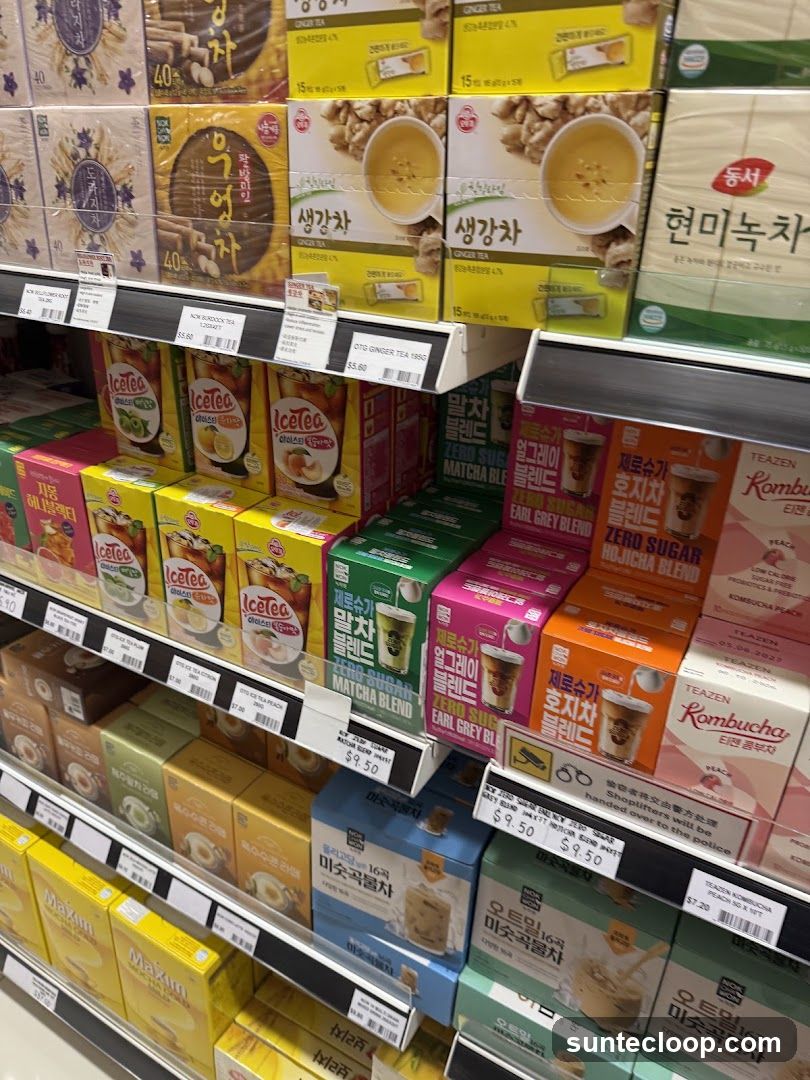 Tea and Beverage Products on Shelves