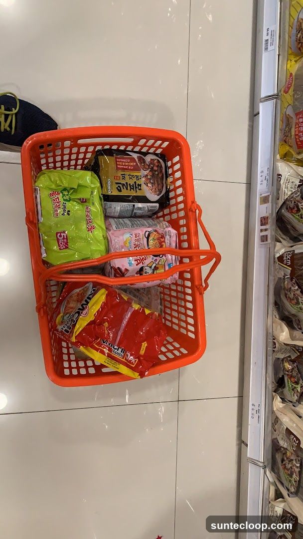 Shopping Basket with Instant Noodles