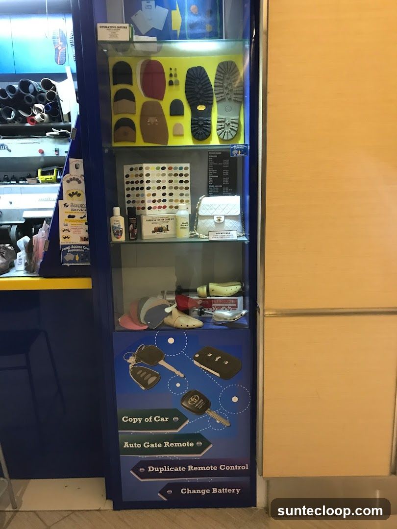 Shoe Repair and Key Duplication Services Display