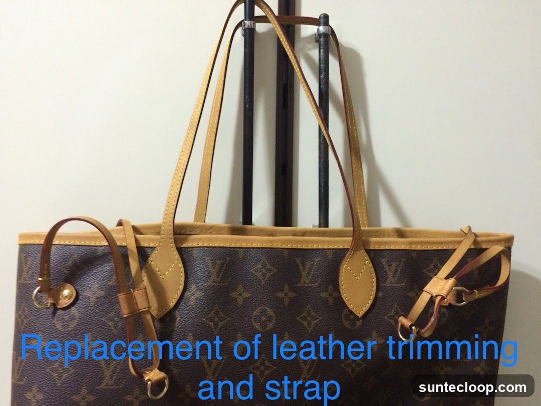 Designer Tote Bag with Leather Trimming and Strap Replacement