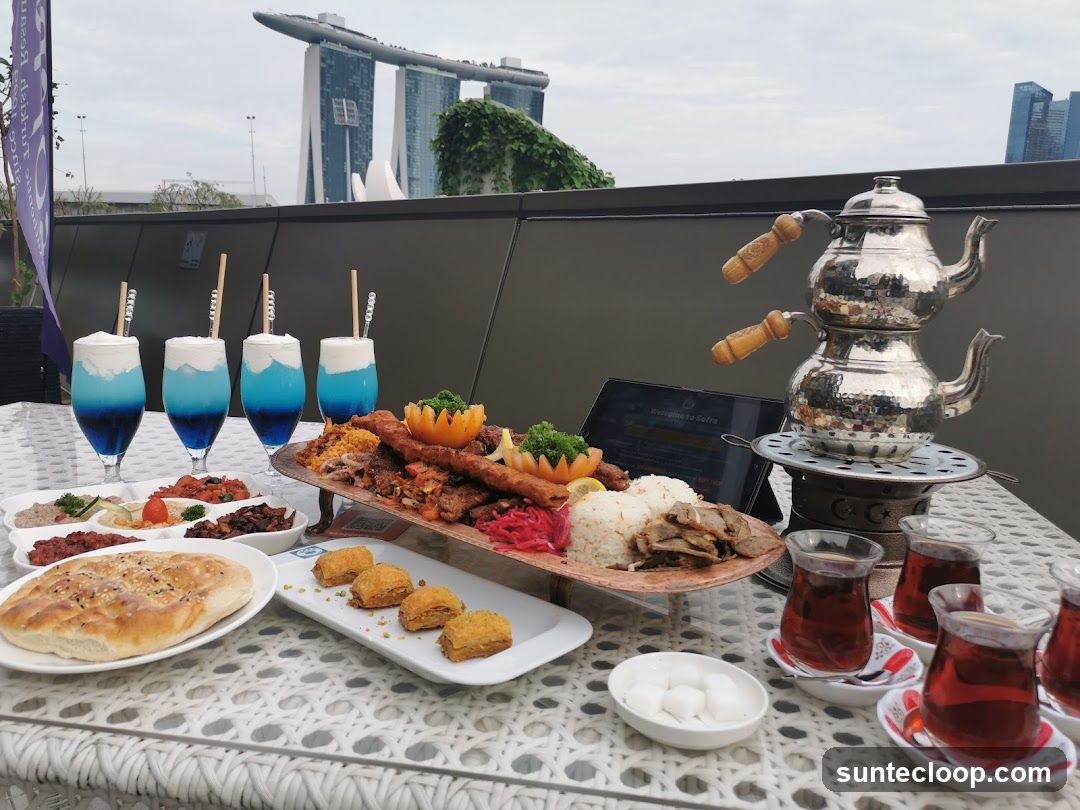 Turkish Food Spread with Marina Bay Sands View