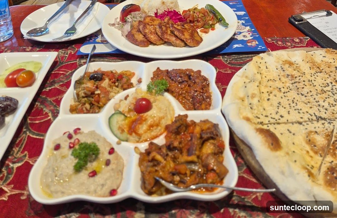 Mezze Platter with Grilled Meat and Bread