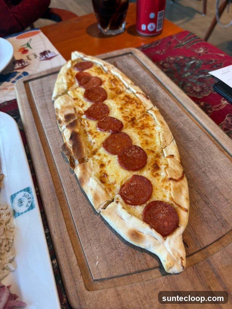 Pide with Pepperoni and Cheese