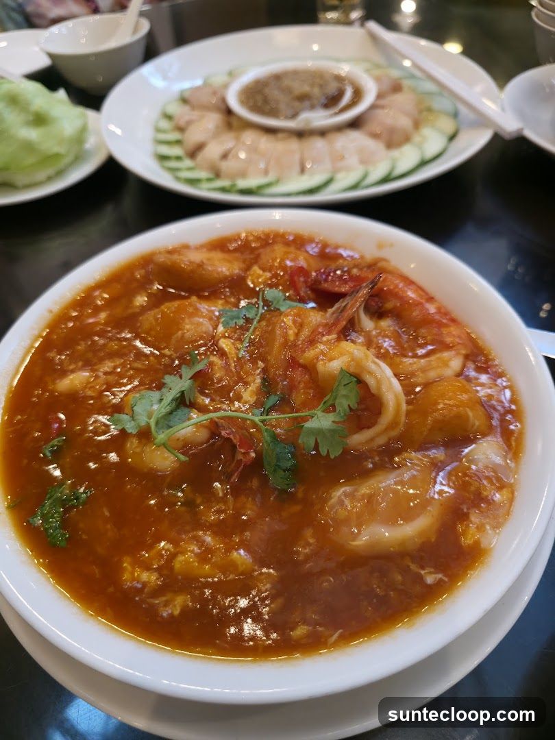 Seafood Dish with Chicken and Lettuce Wraps